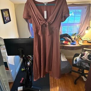 Baltic Born Poppy Satin midi dress, rosy brown